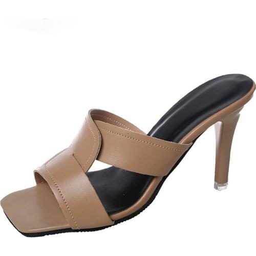 2021 NEW Summer Women Mules Design Slippers Sandals Slides 9CM High Heel Women Shoes Summer Woman Big Size 43 44