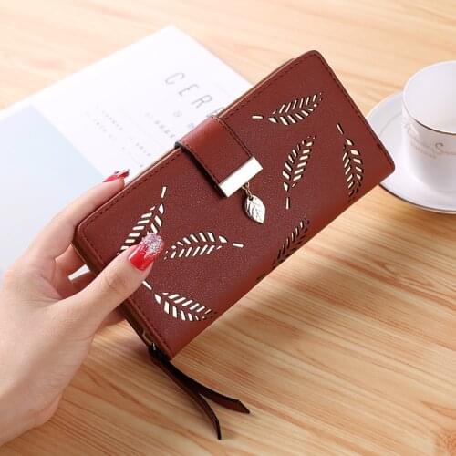 Hollow Out Pattern Casual Wallet Female Purse PU Leather Bag Women Coin Purses Fashion Ladies Long Wallets Card Holders