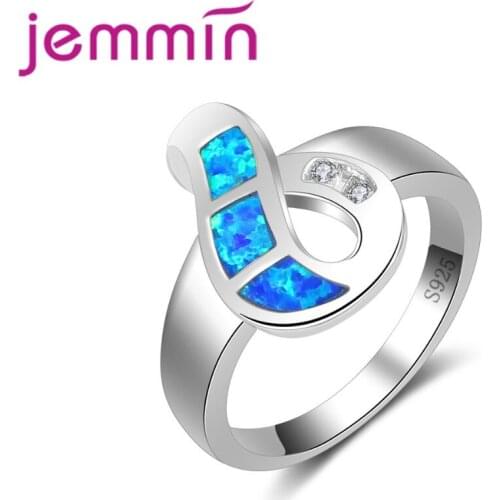 Elegance Infinity Shape Twist Blue Fire Opal Ring 925 Sterling Silver Jewelry for Women Wedding Ring Hot Twist Band