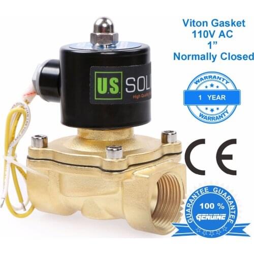 U.S. Solid 1" Brass Electric Solenoid Valve 110V AC Normally Closed for Air Water Diesel CE certified, NPT or G Thread