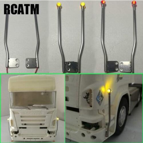 1 Pair Metal Led Vertical Pole Light Side Light for Tamiya 1/14 RC Truck Trailer Scania R620 56323 R730 DIY