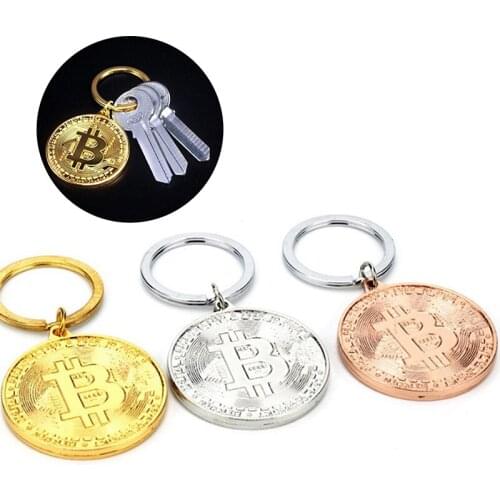 1Pcs Commemorative Collectors Bitcoin Key Chain Coin Key Rings Jewlery Friends Gifts Key Decorative Coins Bag Pendant Keychain