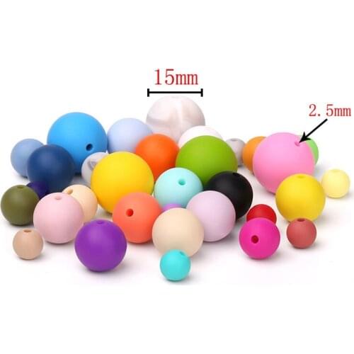 10pcs Silicone Teething Beads Round 15mm For Necklace Chews Pacifier Chain Clips Beads Soft Texture Silicone DIY Accessorie