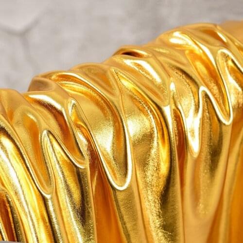 140cm*100cm Super soft shiny gold silver mirror coating tpu artificial leather stretch knitted fabric waterproof fabric quality