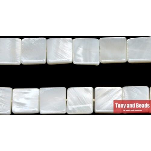 15" Strand 12x12x3mm Natural Mother of Pearl Shell Square Loose Beads Approx 39CM Per Strand No.SB4