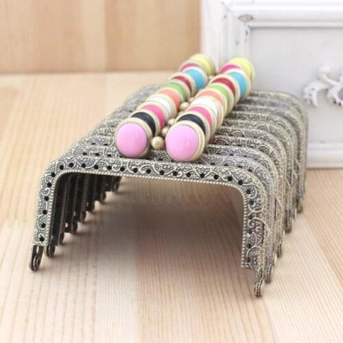20PCS/LOT 8.5cm Colorful flat bead Metal Purse Frame square antique bronze brass Coin Purse Frames,Freeshipping KK12