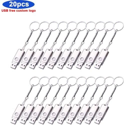 20pcs logo free metal usb flash drive new pen drive metal 64GB 32GB 16GB 8GB 4GB pendrive 2.0 usb flash drive Hot sale for gift