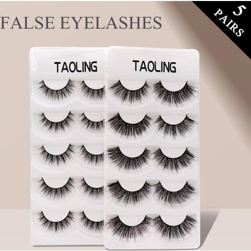 5 pairs Lashes False Eyelashes 20mm Mink Lashes 3D Natural Fluffy Faux Mink Eyelashes Wispies Long Extension Eyelashes