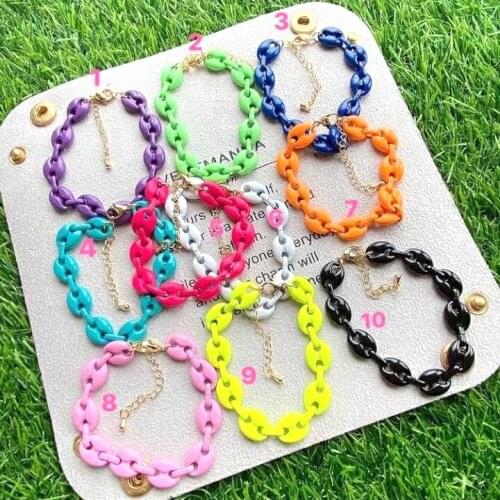 5Pcs, Chain & Link Bracelets Multicolor enamel Coffee Beans High Quality Bracelet for Men Women Hip Pop Jewelry pulsera
