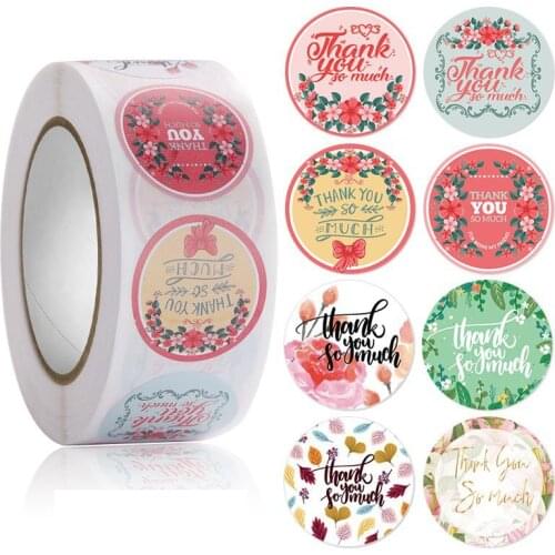500pcs Flowers Thank You Stickers Circle Greenery Thank You Stickers for Order Business Gift Bags Envelopes Wedding Party Favors