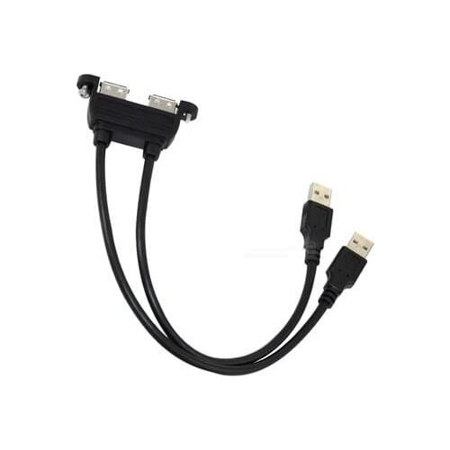 90cm Dual USB 2.0 A female panel mount to 2 USB A male extension cable