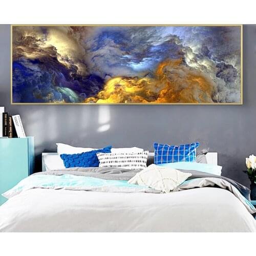 Abstract Unreal Blue Landscape Oil Paintings on Canvas Wall Art Poster and Prints Hanging Pictures for Modern Living Room Decor