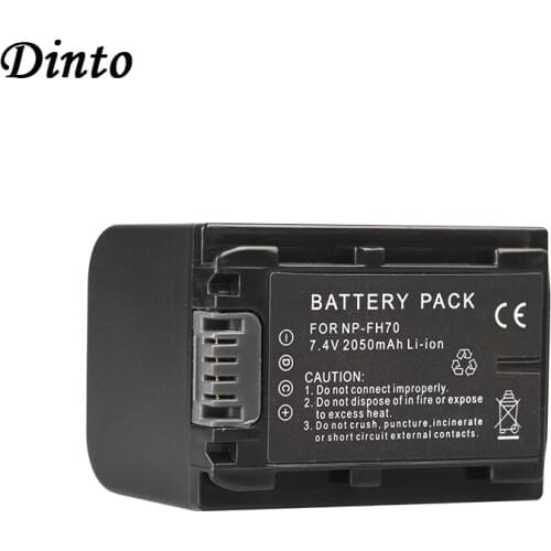 Dinto 2050mAh NP-FH70 NP FH70 Rechargeable Li-ion Battery NPFH70 Camera Batteries for Sony HDR HC3 HC7 HC9E UX5E UX7 CX7E