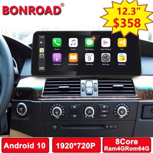 12.3"Android 10.0 Octa Core Ram4G Rom64G Car Multimedia Video Player For BMW 5 Series E60/E61/E63/E64 Radio Wifi GPS Carplay