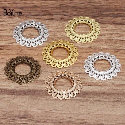 BoYuTe (50 Pieces/Lot) 30MM Metal Brass Wreath Filigree Findings Diy Hand Made Jewelry Accessories Wholesale