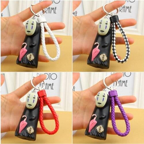 Miyazaki Hayao Animated Film Spirited Away Keychain Jewelry Chihiro Ogino PVC Doll Keyrings Charms for Women Bag Car Accessories