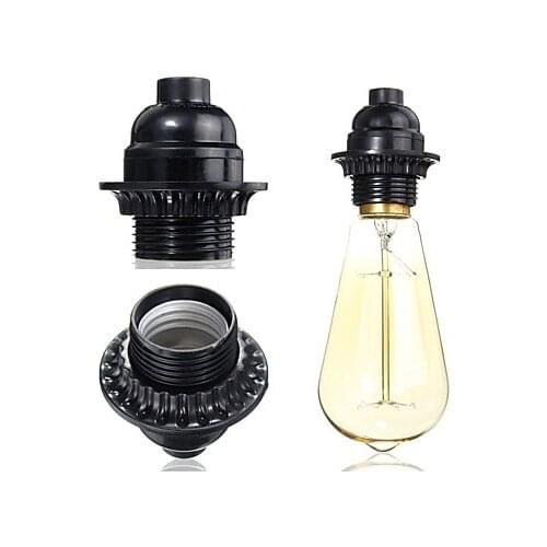 IWHD DIY Douille Lamp Holder E27 Bulb Socket Black Plastic Lighting Accessory