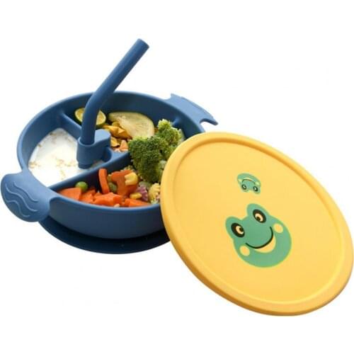 1 Set Baby Dish Non-slip Bottom Division Design Utensils Toddler Training Solid Feeding Dish