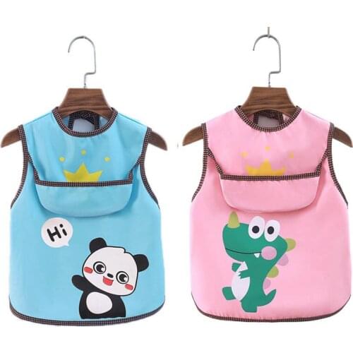 Baby Bibs Cute Colorful Cartoon Bibs Waterproof Infant Eating Children Drawing Long Sleeve Apron Baby Self Feeding Bib