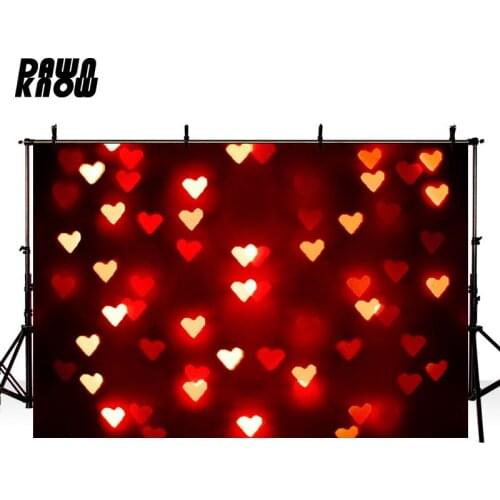 DAWNKNOW Red Hear Photography Background Shimmer Photographic Backdrops Love Wedding Valentine’s Day Photocall lv1209