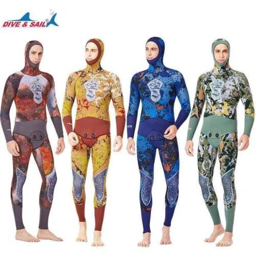 5mm Scuba Diving Suit SCR Neoprene Camouflage Long Sleeves Piece Wetsuit Surfing Clothes For Male Size S-XXL