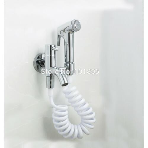 L16897 Wall Mounted Chrome Finish Brass Bidet Tap with Different Shattaf