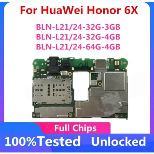 32GB 64GB For HuaWei Honor 6X Motherboard Original For HuaWei Honor 6X Unlocked Logic Board With Android System Full Working