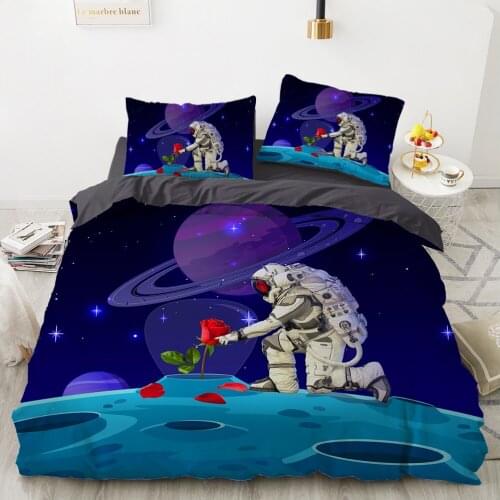 Cartoon Childrens Bedding set for kids baby girls Duvet cover set pillow case Bed linens Quilt cover 135 140x200 Space rose