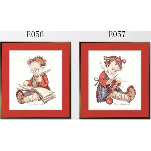 Fishxx Cross Stitch Kit E056 E057 Reading Boy And Handmade Girl Two Cute Characters