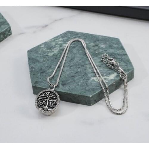 Forever in the Heart Alloy Cremation Jewelry Tree of Life Round Urn Pendant Memorial Keepsake Urn Pendant Ashes Necklace