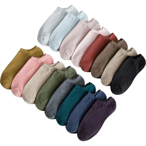 Women Cotton Ankle Socks Casual Solid Color Blue Green Red Pink Purple Summer Thin Low Cut Sock