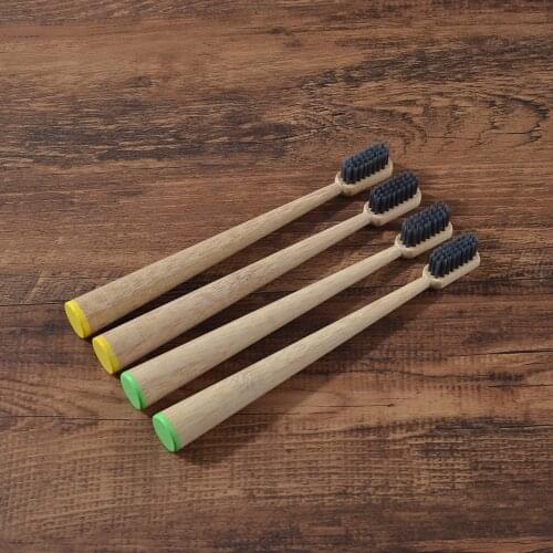 New Design Childrens Bamboo Toothbrush Cone Shape 4-Pack Softs Bristle Tooth Brush Natural Bamboo Handle Oral Care Eco Friendly