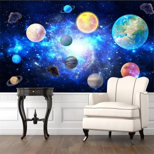 Cosmic Planets Space Starry Restaurant Bar KTV Theme Wall Paper 3D Living Room Bedroom Decor Space Universe Mural Wallpaper 3D