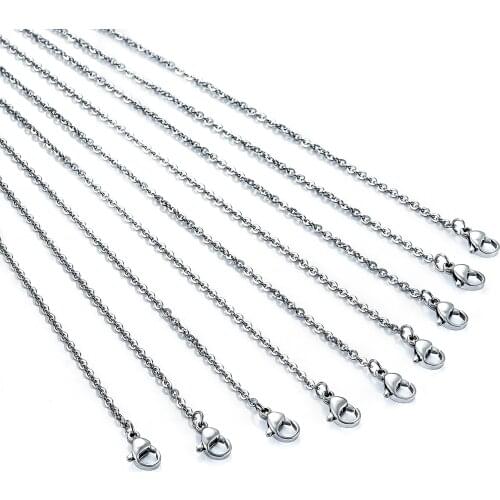 Wholesale 10pcs/lot Steel Chain Stainless Steel Necklaces Rolo O Link Cuban Chain tennis Necklace Pendants Women Men Jewelry