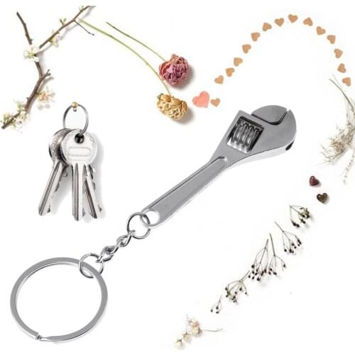 Portable Outdoor Tool Mini Silver Wrench Spanner Key Chain Ring Keyring Metal Keychain Travel Camping Tools