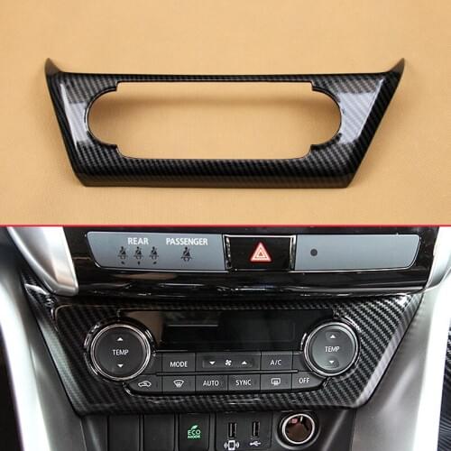 Carbon Fiber Look Overlay For 2018 2019 Mitsubishi Eclipse Cross Interior Cover Car Air Condition AC Switch Button Panel Trims