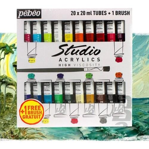 Professional Pebeo 20ml Acrylic Paint Set Color Art Painting Paint For Fabric Nail Clothing Wood Drawing And Artist Art Supplies