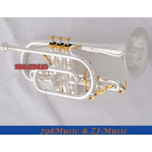 Professional Silver Plated Cornet horn B-flat Double triggers Trumpet With Case