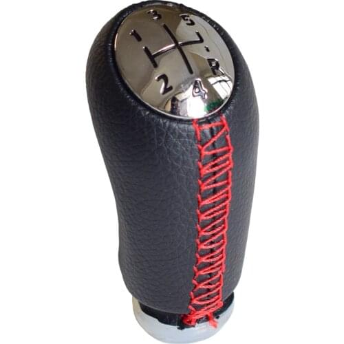 Auto 5 Speed MT Gear Shift Knob Shifter For Renault Laguna Megane 2 Clio 3 2005-09 Kangoo 2009 Chrome Real Leather Car Styling