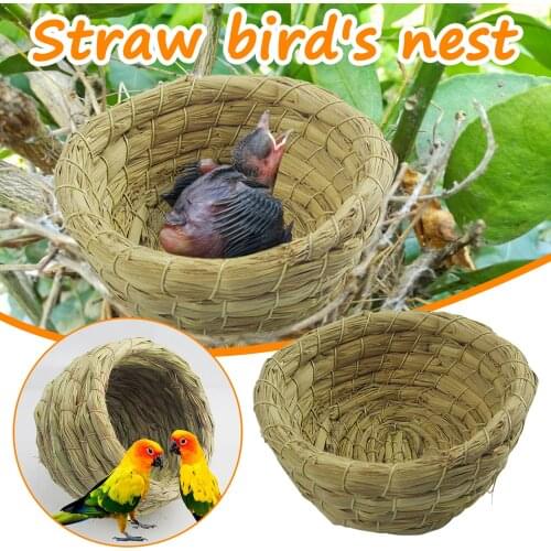 Handmade Straw Natural Bird Nest Pigeon Bird House Parrot Nest Hatching Pet Bedroom Courtyard Bowl-shaped Bird Cages Adornment
