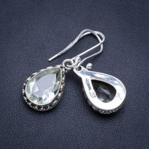 Natural Green Amethyst Handmade Unique 925 Sterling Silver Earrings 1.25" A2308