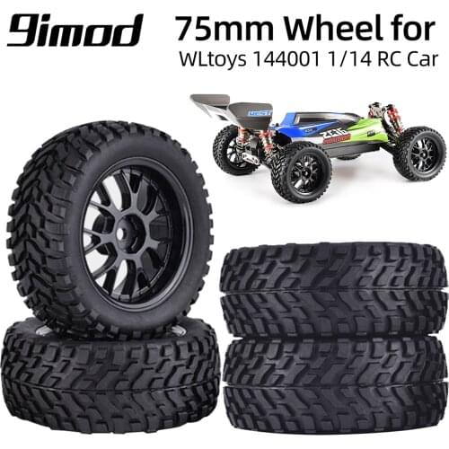75mm Off Road Buggy Tires Wheel 12mm Hex Hubs for Wltoys 144001 1/14 1/16 1/10 Axial Scx10 Traxxas Trx-4 Tamiya RC Racing Car