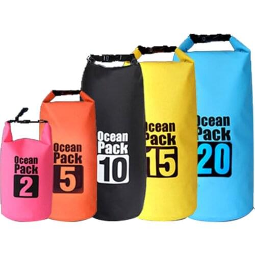 6 Colors Waterproof Bag Portable Outdoor Travel Rafting Drifting Swimming Bag Dry Bag 2L 5L 10L 15L 20L PINK YELLOW BLUE
