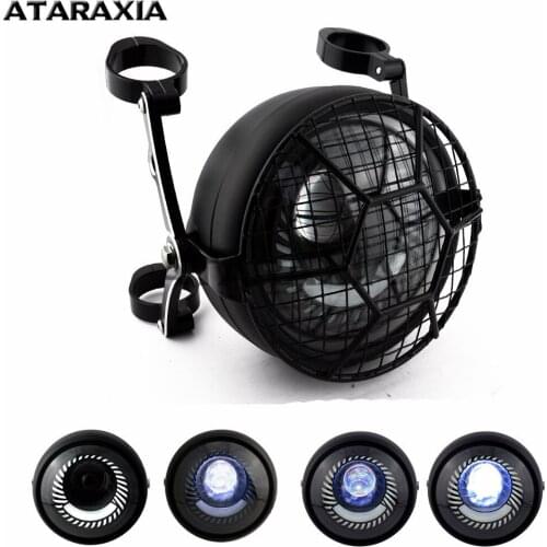 LED Retrofit Retro Universal Headlight Swirling White Light Far and Near Light Motorcycle Headlamp Front Light Lampshade Bracket