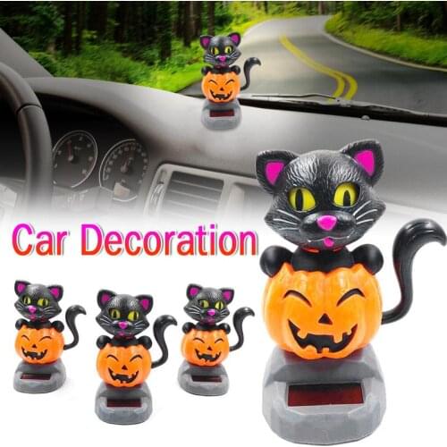 Solar Powered Dancing Animal Cats Pumpkin Dancer Car Decoration Ornament for Funny Kids Gifts