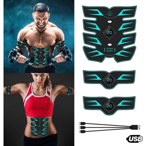 Gym Stimulator Muscle Toner EMS Press Trainer Abdomen Electrostimulation USB Charged Fitness Home Workout Muscle Toning Belt