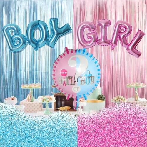Boy or girl gender reveal balloon blue boy pink girl letter balloon gender reveal aluminum foil balloon floating air balloon