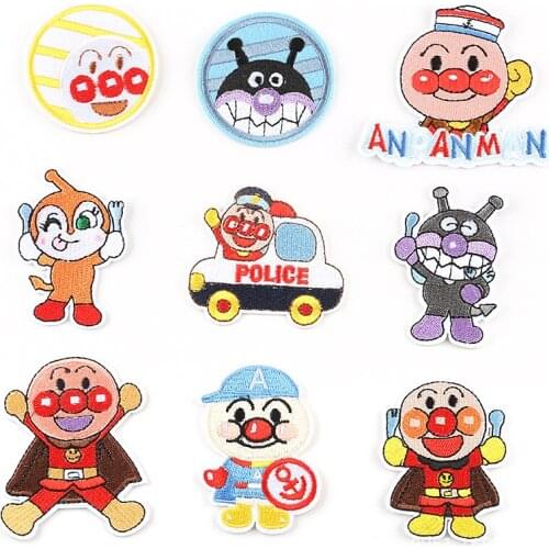 Funny Cartoon Kawaii Anpanman Small Bareheaded Boy Fun Patch Embroidery Iron on Clothing Appliques Diy Accessory