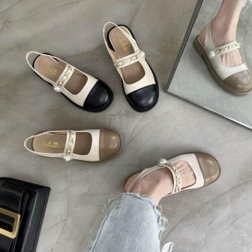 Baotou Large Size Ladies Sandals Summer New Fashion Metal Decoration Mary Jane Small Leather Shoes
