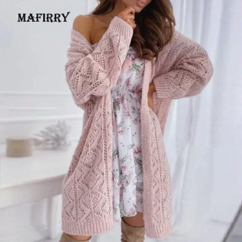 New Openwork Knitted Cardigan Spring Autumn Sweater Female Straight Casual Solid Long Tops Women V Neck Loose Patchwork Jumpers